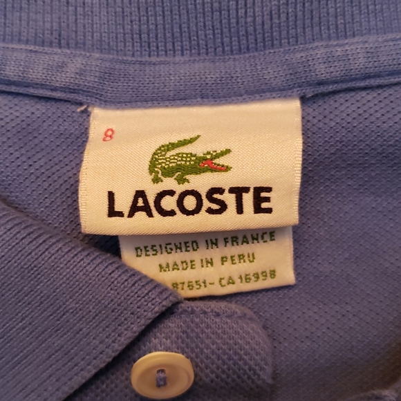 Lacoste Size 8 Blue Polo Shirt. - Picture 3 of 4